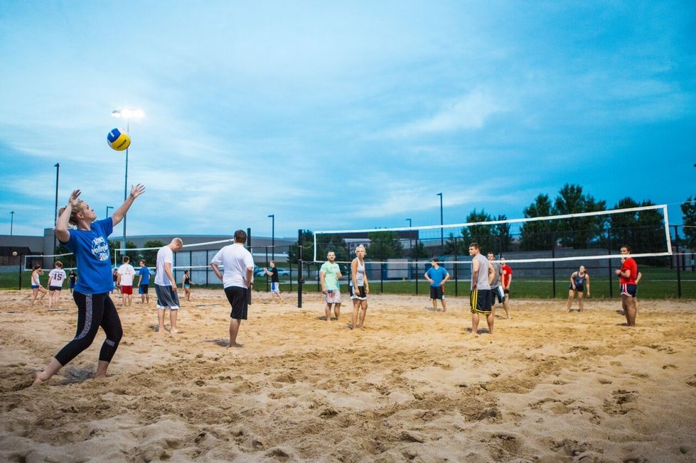Intramural sand volleyball game